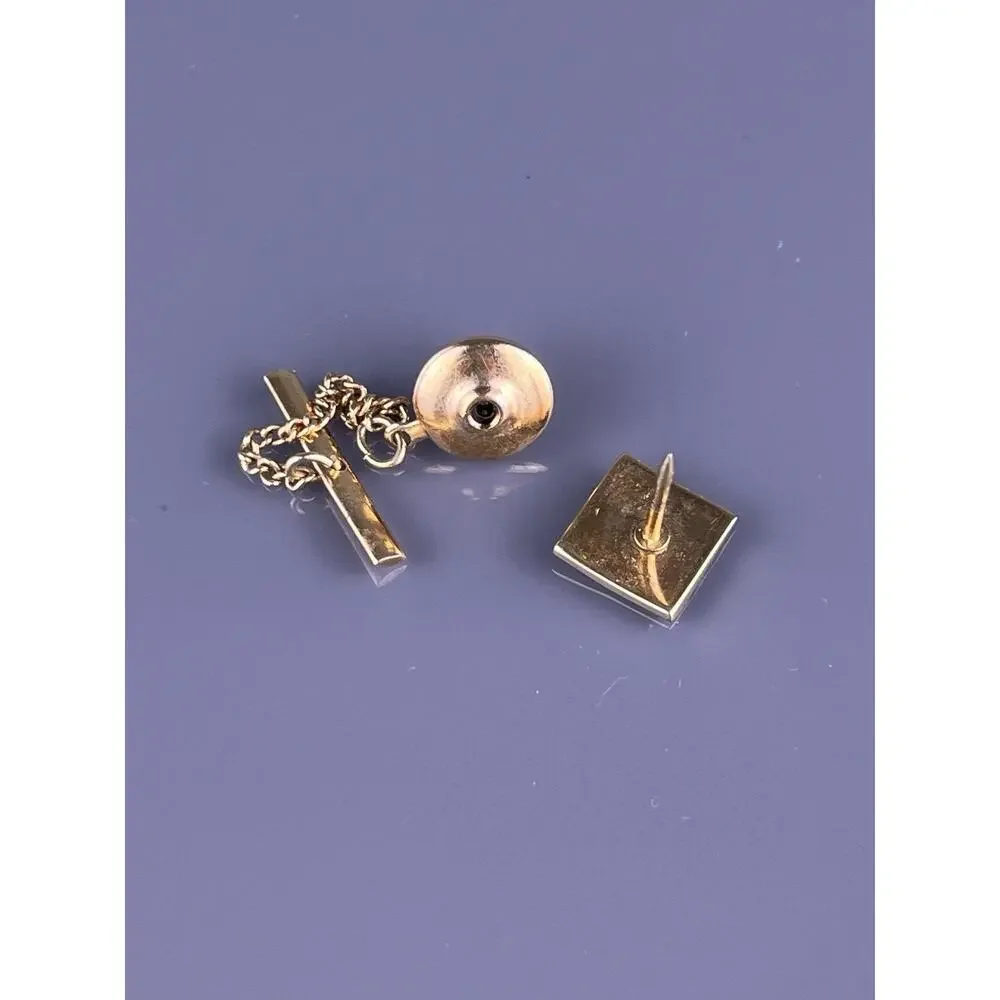 Square Striped Cut Tie Tack Pin Gold Plated Simple Stripes Polished Vintage